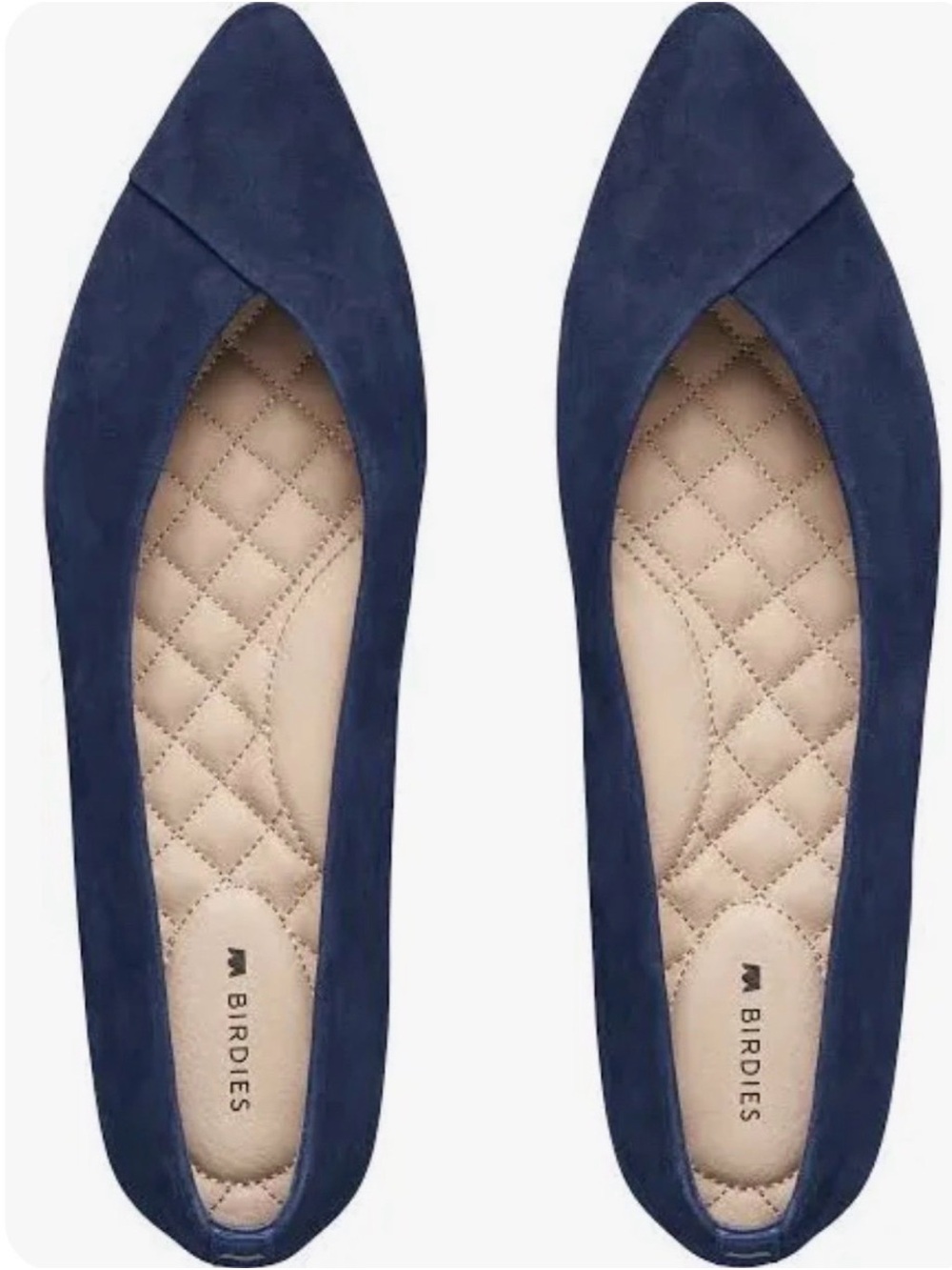 Birdies Navy Suede Pointed-Toe Flats